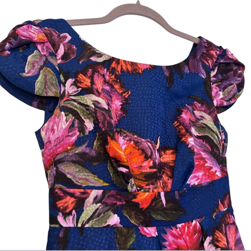Anthropologie Moulinette Soeurs Rosado Blue Floral Fit & Flare Womens Size 00P - Picture 4 of 8
